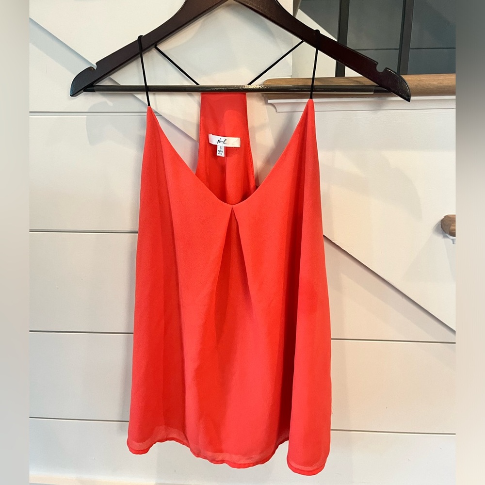 Norah Coral & Black 100% Polyester Camisole Strappy Blouse Size: Small Preowned